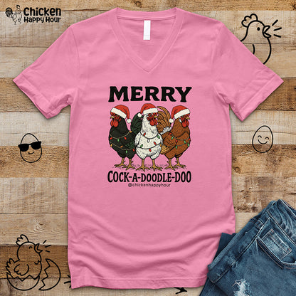 Merry Cock a Doodle Doo V-Neck Tee