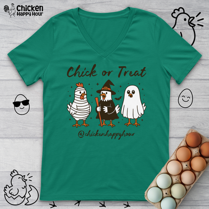 Chick or Treat V-Neck Tee
