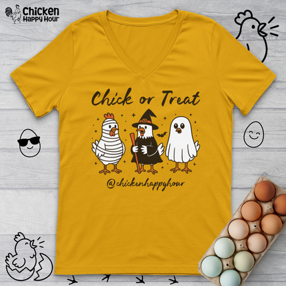 Chick or Treat V-Neck Tee