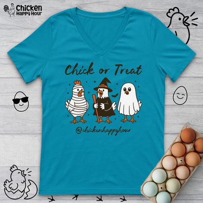 Chick or Treat V-Neck Tee