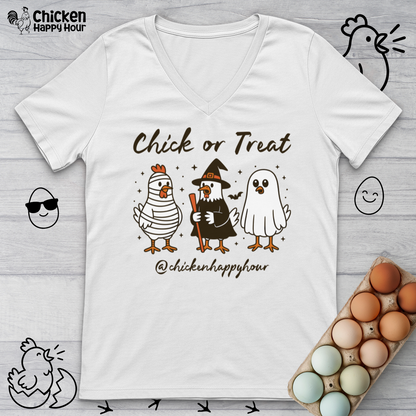 Chick or Treat V-Neck Tee