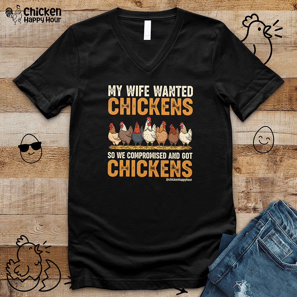 My Wife Wanted Chickens V-Neck Tee