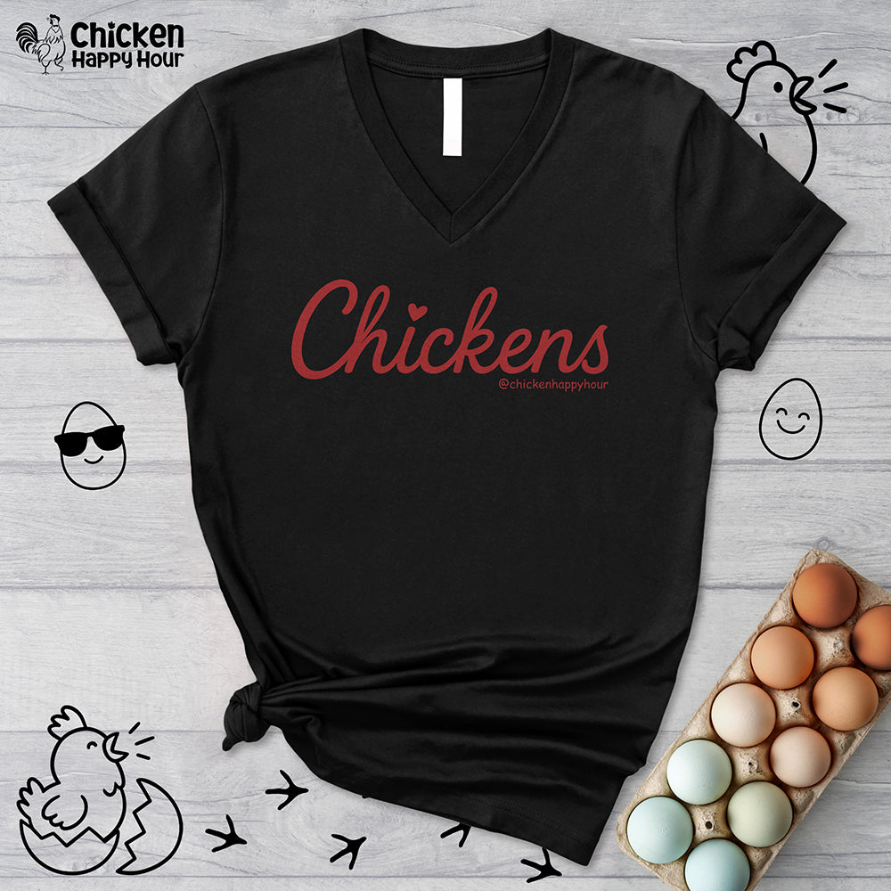 Love Chickens V-Neck Tee