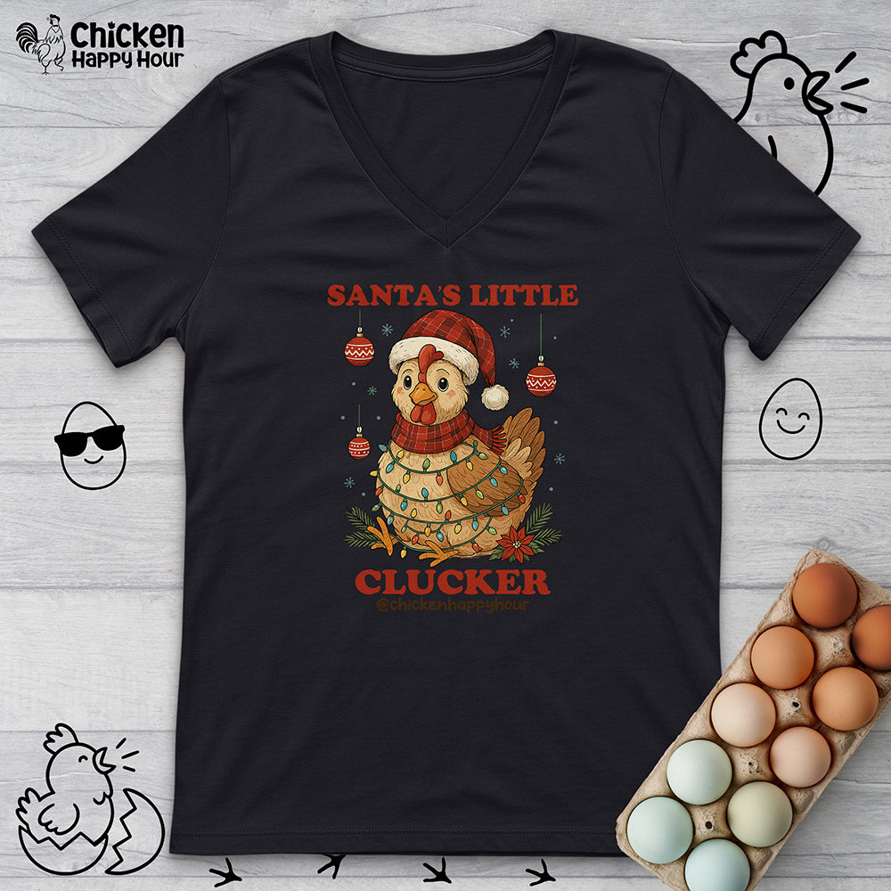 Santa’s Little Clucker V-Neck Tee