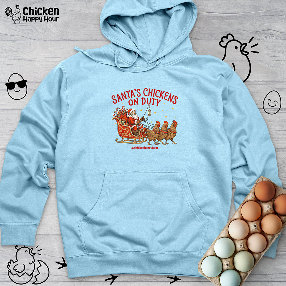 Santa’s Chickens on Duty Hooded Sweatshirt