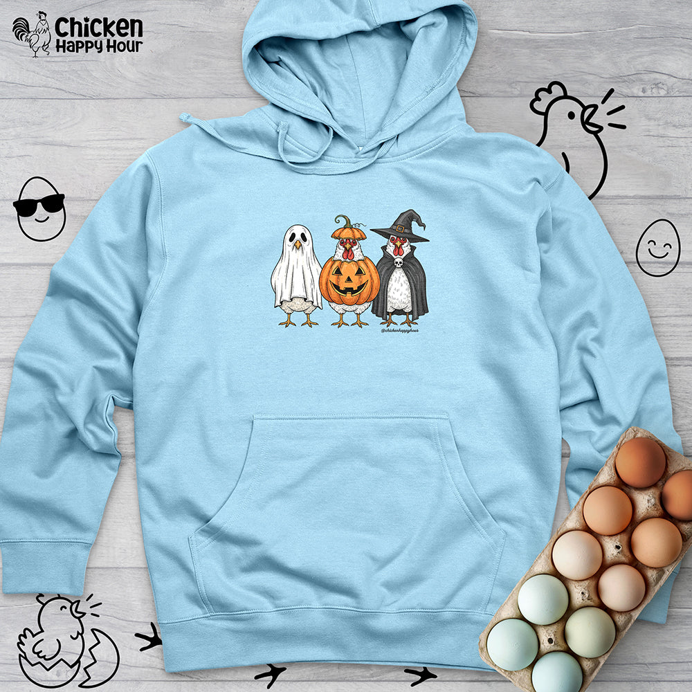 Chickens Wearing Halloween Costumes Hooded Sweatshirt