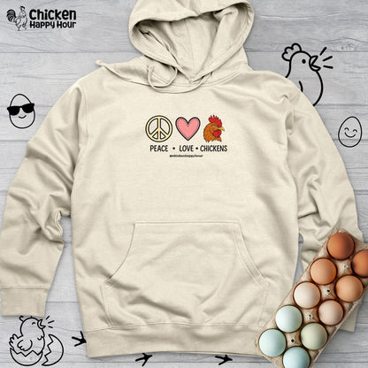 Peace Love Chickens Hooded Sweatshirt