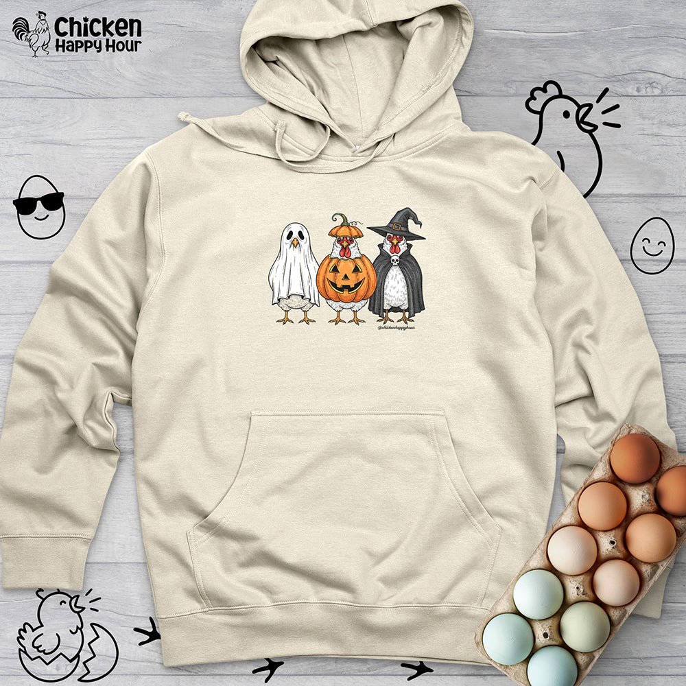 Chickens Wearing Halloween Costumes Hooded Sweatshirt