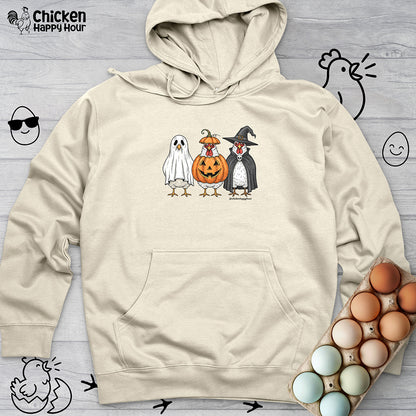 Chickens Wearing Halloween Costumes Hooded Sweatshirt