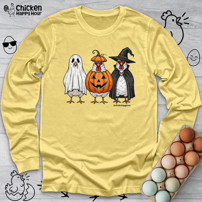 Chickens Wearing Halloween Costumes Long Sleeve