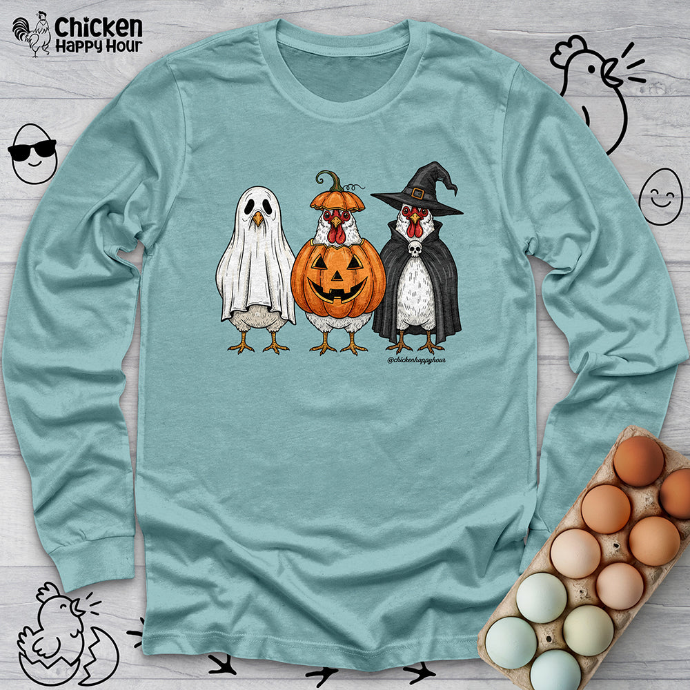 Chickens Wearing Halloween Costumes Long Sleeve