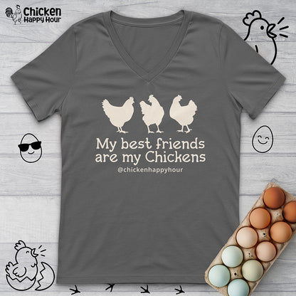 My Best Friends Are My Chickens V-Neck Tee