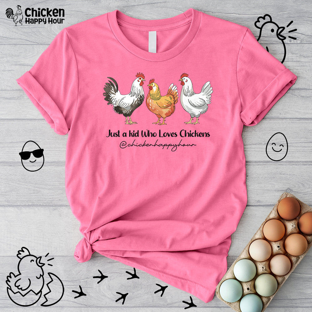 Just a Kid Who Loves Chickens Unisex Tee
