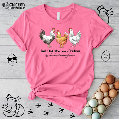 Just a Kid Who Loves Chickens Unisex Tee
