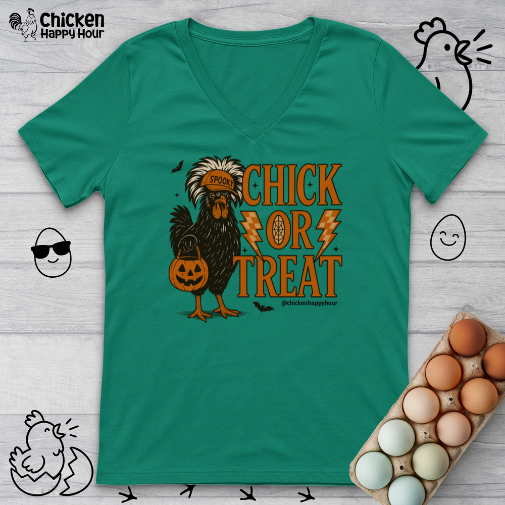 Chick Or Treat V-Neck Tee