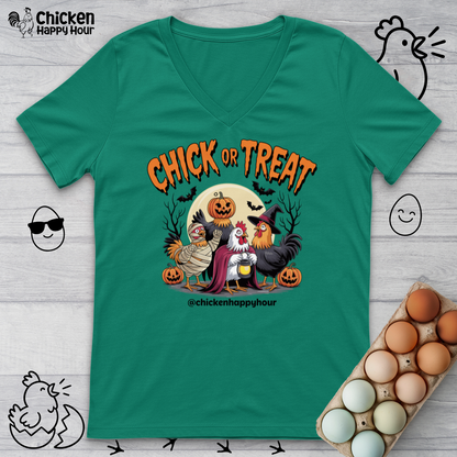 Chick or Treat V-Neck Tee