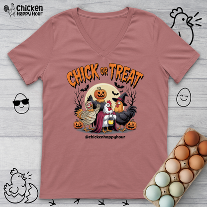 Chick or Treat V-Neck Tee