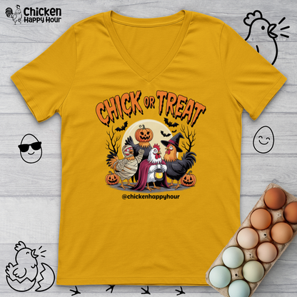 Chick or Treat V-Neck Tee