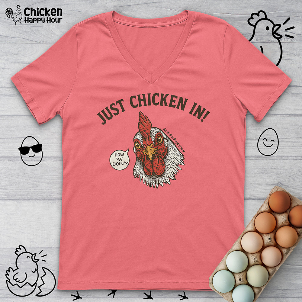 Just Chicken in! V-Neck Tee