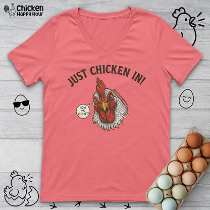 Just Chicken in! V-Neck Tee