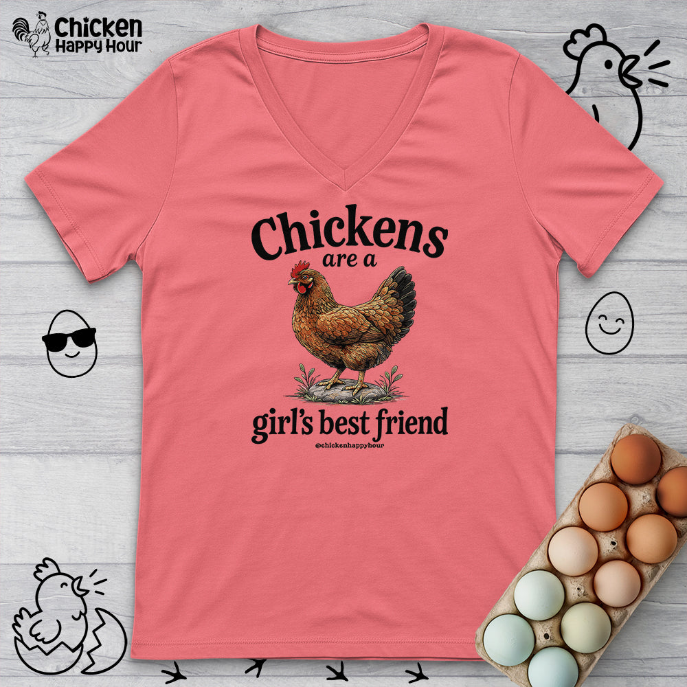 Chickens Are A Girl’s Best Friend V-Neck Tee