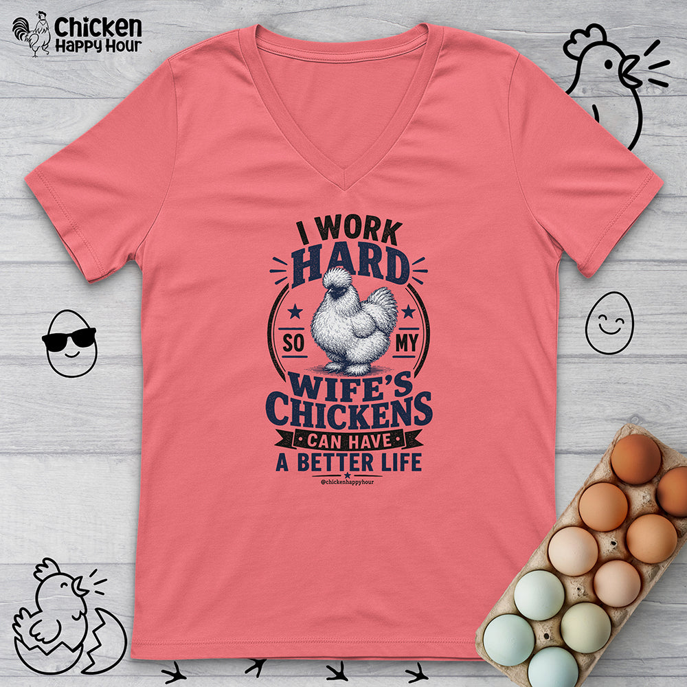 I Work Hard For Better Life V-Neck Tee