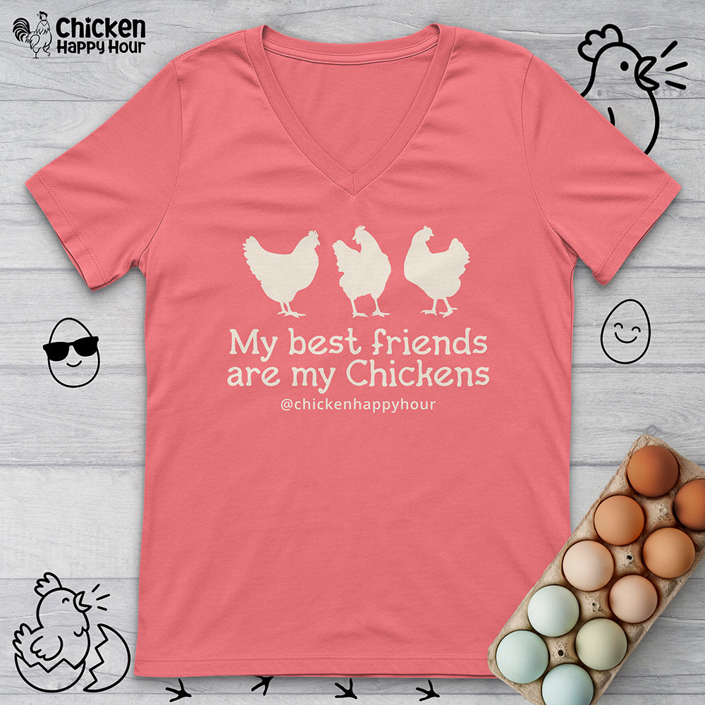 My Best Friends Are My Chickens V-Neck Tee