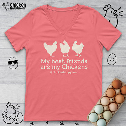 My Best Friends Are My Chickens V-Neck Tee