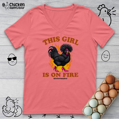 This Girl Is on Fire V-Neck Tee