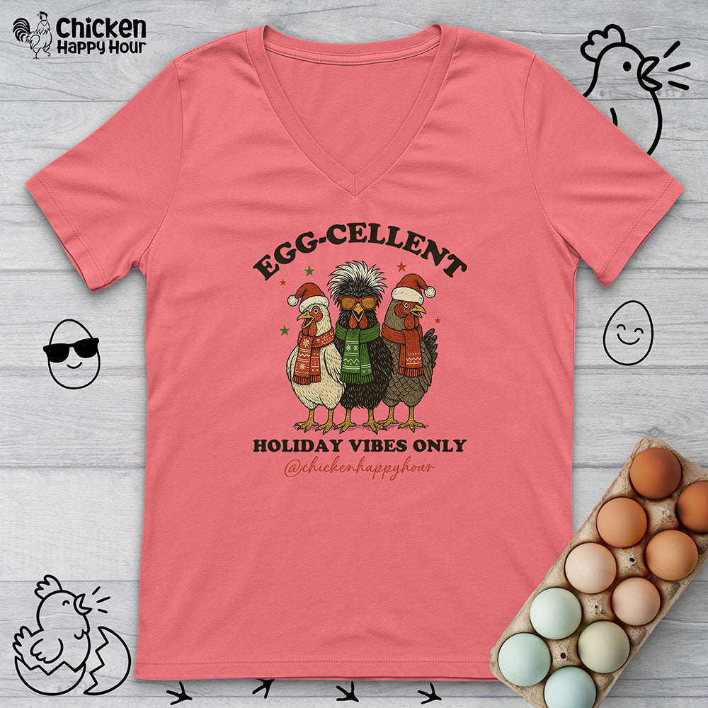 Egg-Cellent Holiday Vibes Only V-Neck Tee