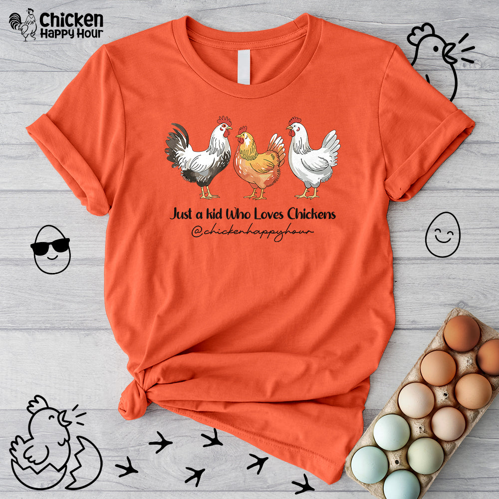 Just a Kid Who Loves Chickens Unisex Tee