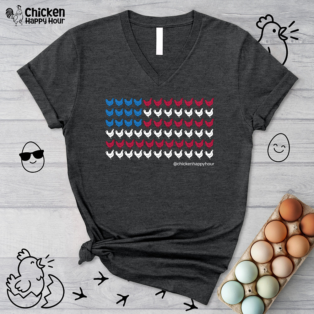 4th of July Chicken V-Neck Tee