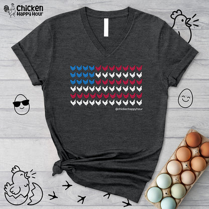 4th of July Chicken V-Neck Tee