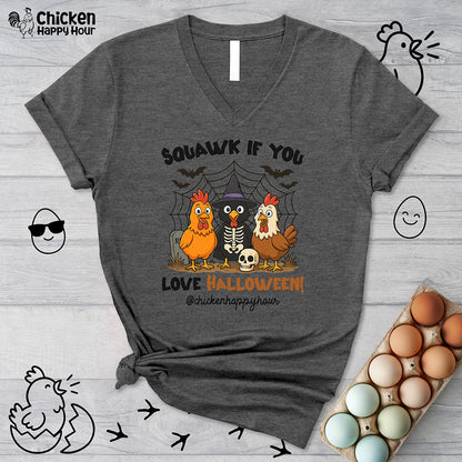 Squawk if you Love Halloween V-Neck Tee