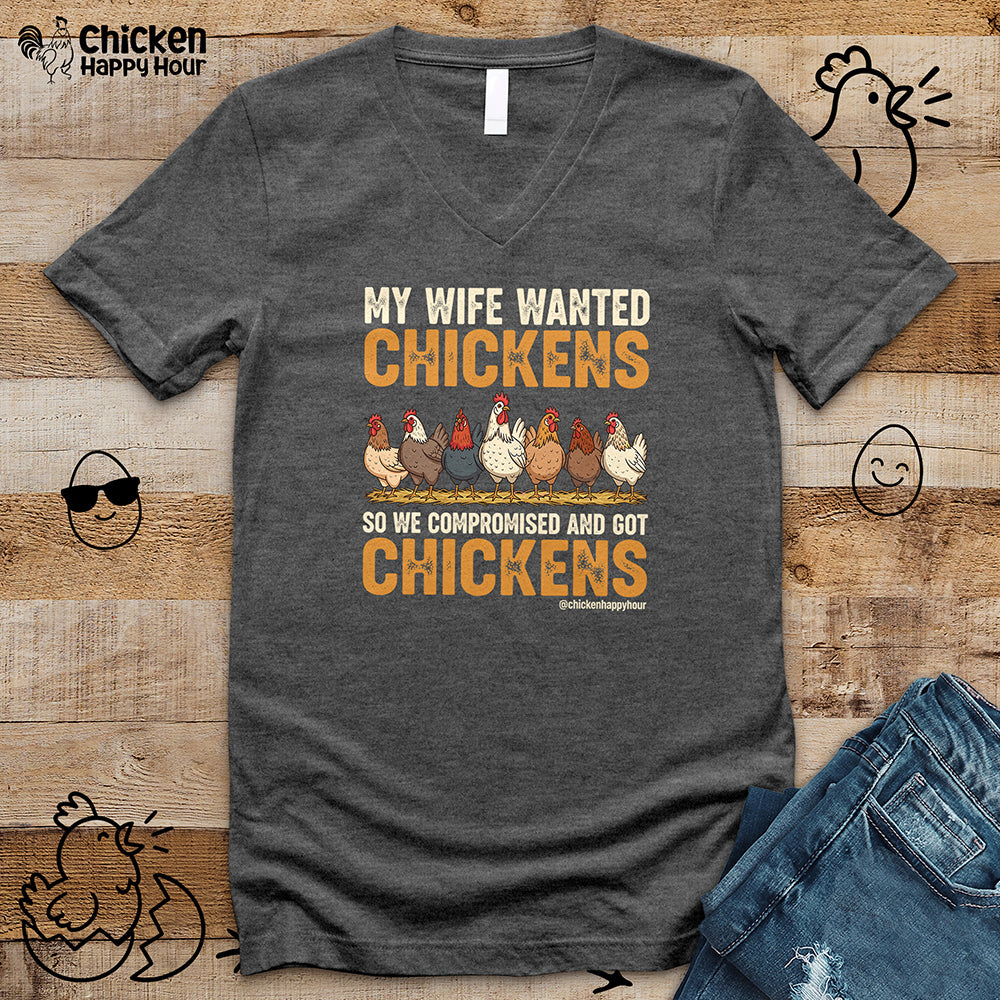 My Wife Wanted Chickens V-Neck Tee