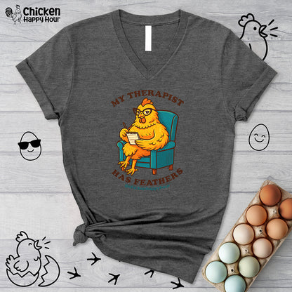 Therapist Chickens V-Neck Tee