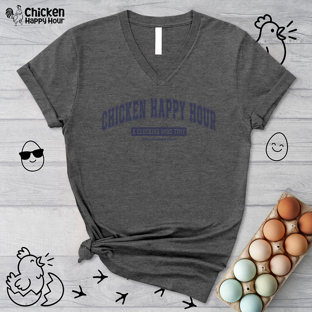 Chicken Happy Hour A Clucking Good Time V-Neck Tee