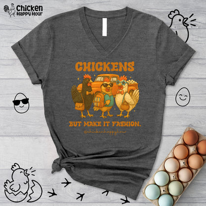 Chickens But Make it Fashion V-Neck Tee