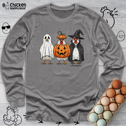 Chickens Wearing Halloween Costumes Long Sleeve