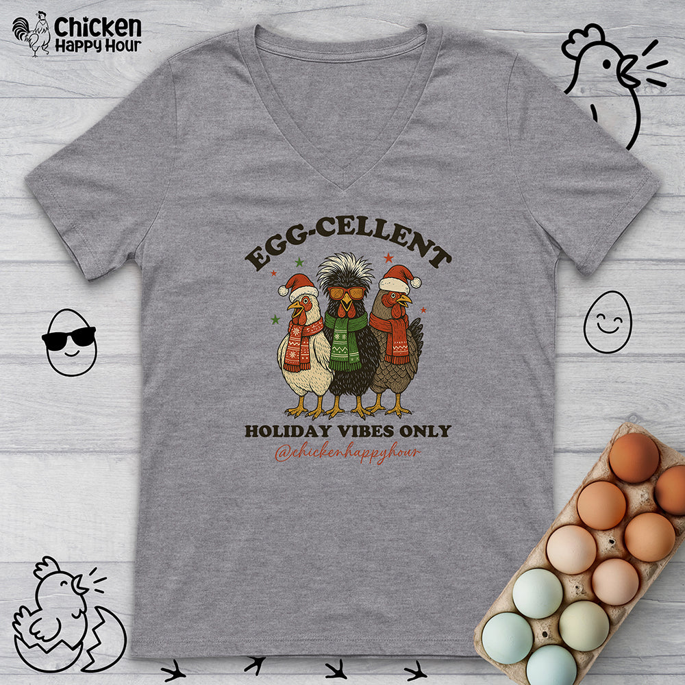 Egg-Cellent Holiday Vibes Only V-Neck Tee