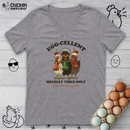 Egg-Cellent Holiday Vibes Only V-Neck Tee