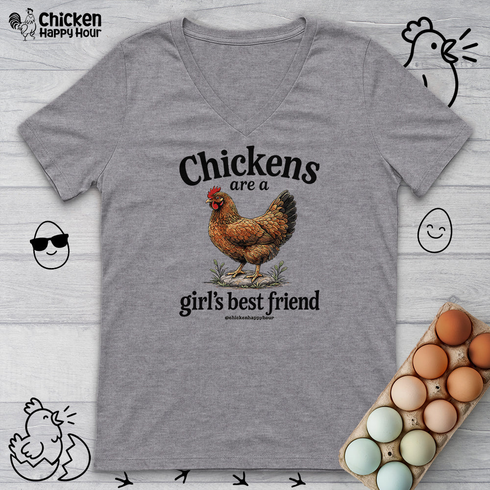 Chickens Are A Girl’s Best Friend V-Neck Tee