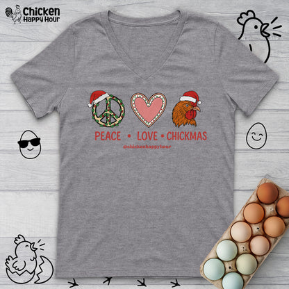 Peace Love Chickmas V-Neck Tee