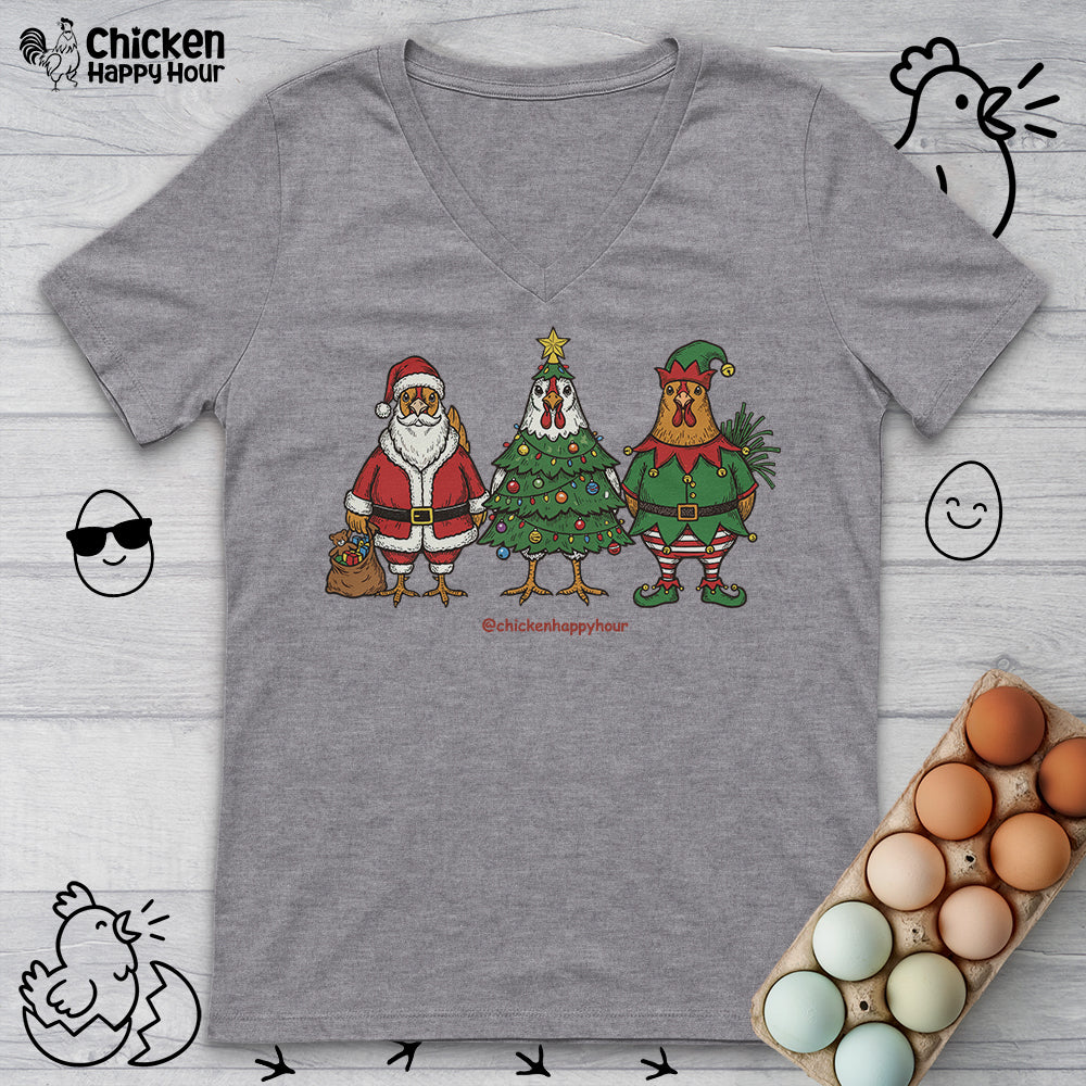 Christmas Chicken V-Neck Tee