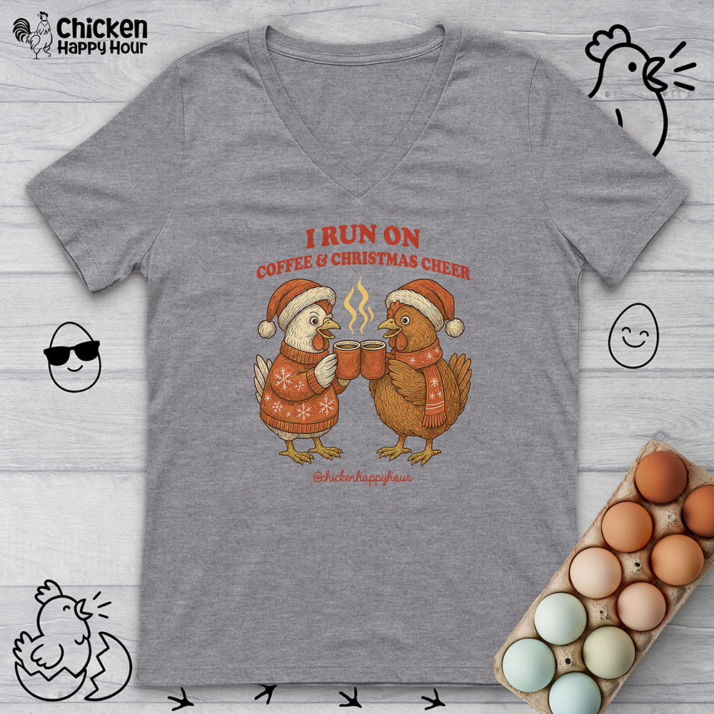 I Run on Coffee & Christmas Cheer V-Neck Tee