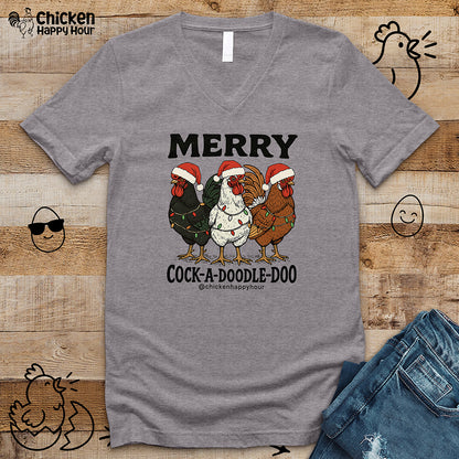 Merry Cock a Doodle Doo V-Neck Tee