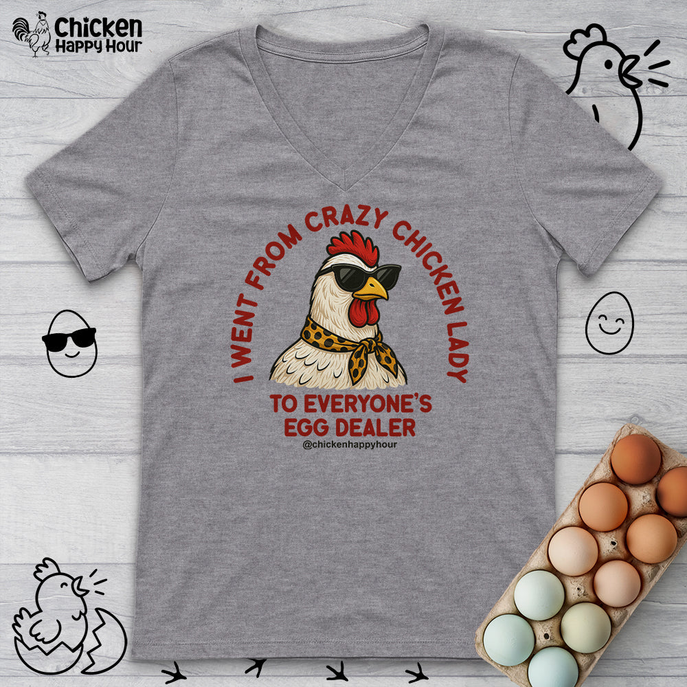 Went From Crazy Chicken Lady V-Neck Tee