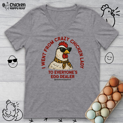 Went From Crazy Chicken Lady V-Neck Tee