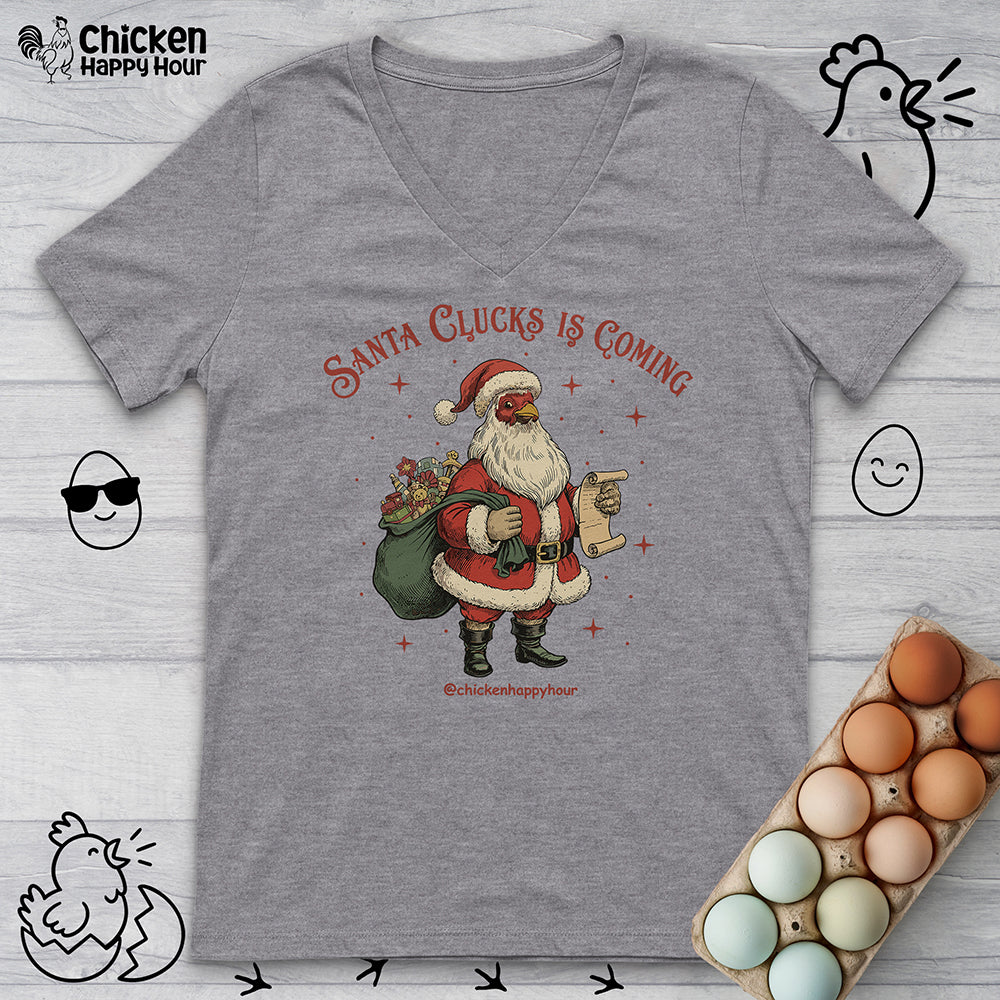 Santa Clucks Is Coming V-Neck Tee