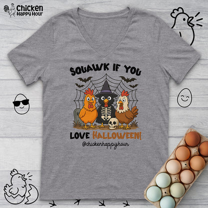 Squawk if you Love Halloween V-Neck Tee